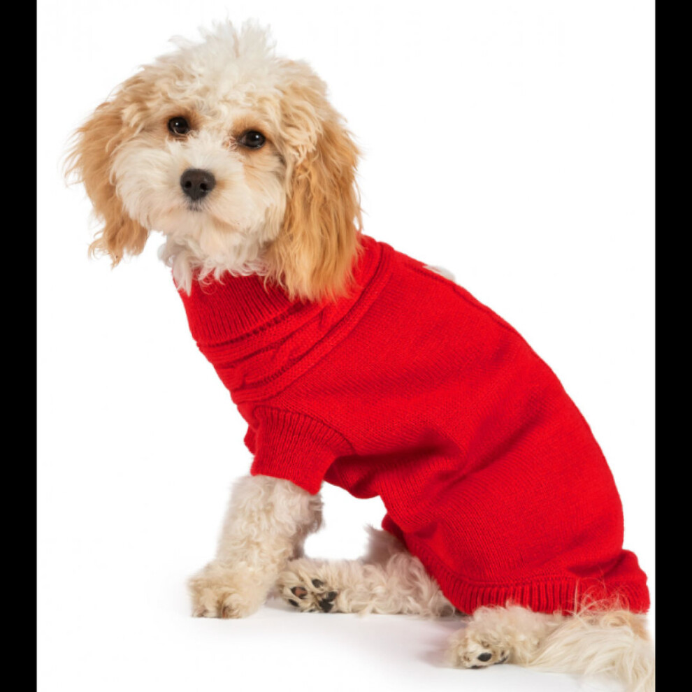 Muddy Paws Cable Knit Jumper Red 40cm Medium