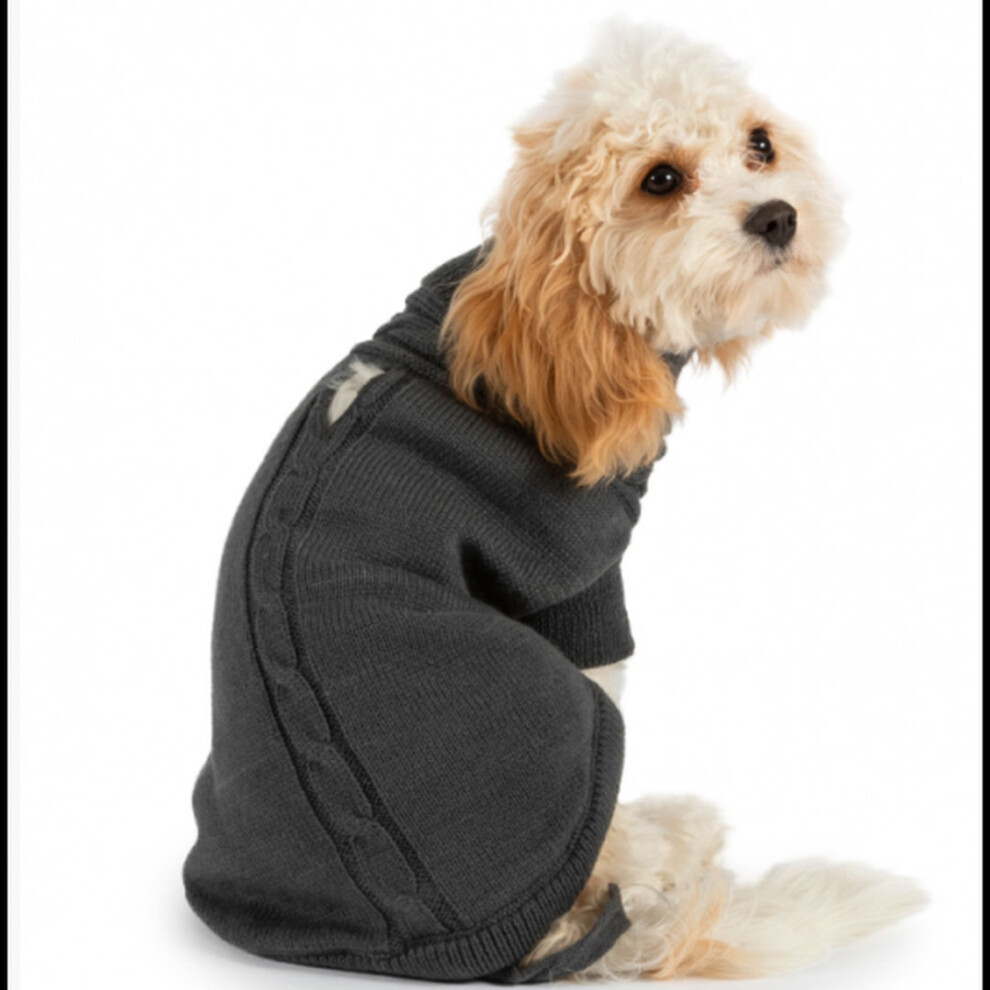 Muddy Paws Cable Knit Jumper Grey 25cm Xsmall
