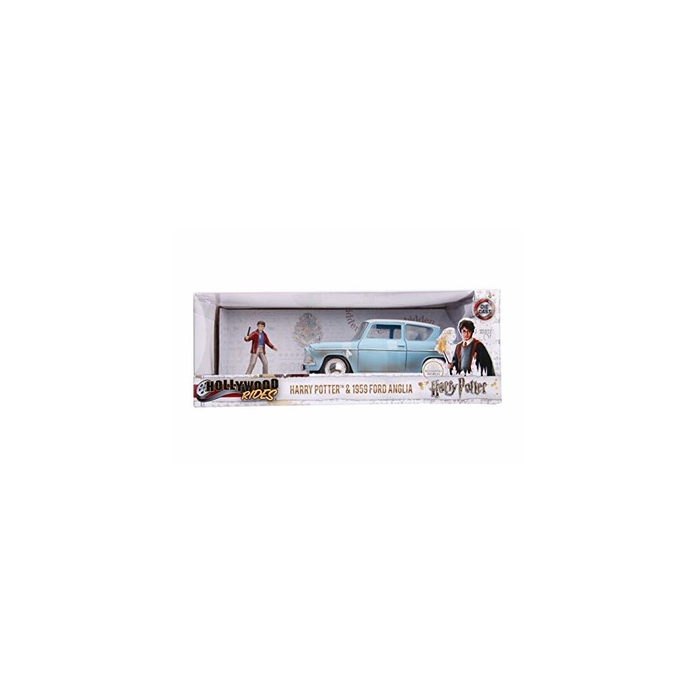 Jada Diecast Harry Potter 1959 Ford Anglia With Harry Potter Figure - 1:24 Collection Blue