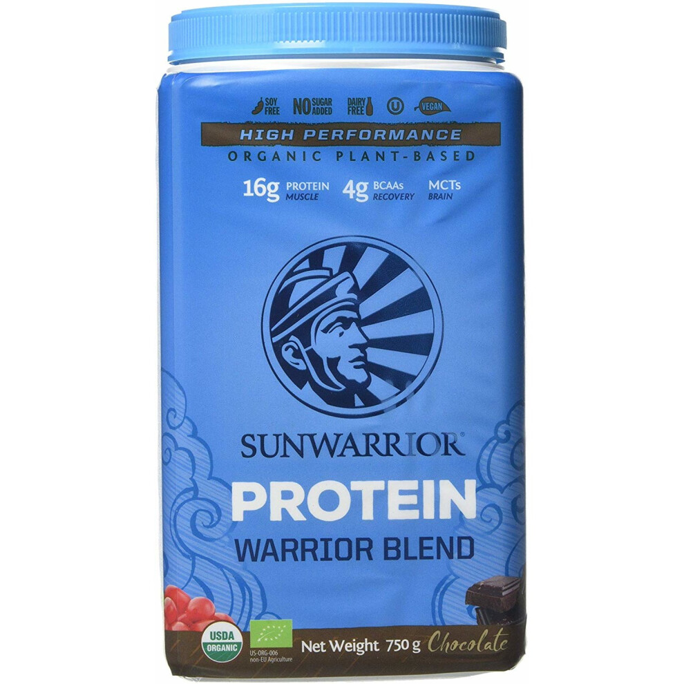 Sunwarrior Warrior Blend Organic Raw Vegan Protein Powder, Chocolate, 750g