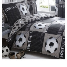 Shoot, Football Single Bedding 138x200 cm - 50/50 Polyester/Cotton, Machine Washable - Bold Football Net Design - Code 3580