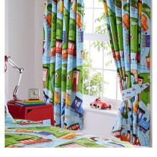 Kids Club Trains Fully Lined Pencil Pleat Headed Curtains, Polyester-Cotton, Multi-Colour, 182 x 167 cm