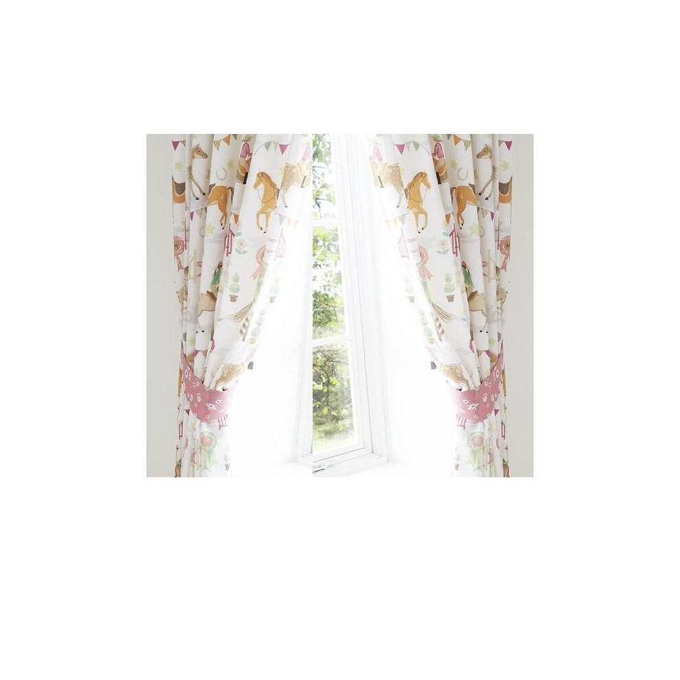 Horse Show Pink Horse Curtains 66x72