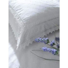 Balmoral White Broderie Anglaise Pillowcases (Pair) 50x75 cm, 50/50 Poly Cotton, Ruffle Trim, Embroidered Detailing - 3187