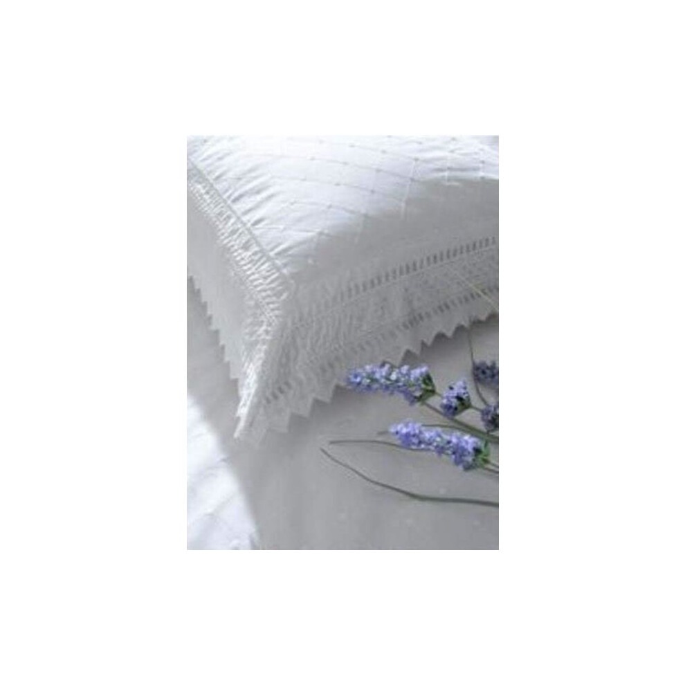Patterned And Plain Balmoral Broderie Anglaise Pillowcases (Pair) 50X75 Cm, 50/50 Poly Cotton, Ruffle Trim, Embroidered Detailing - 3187 White