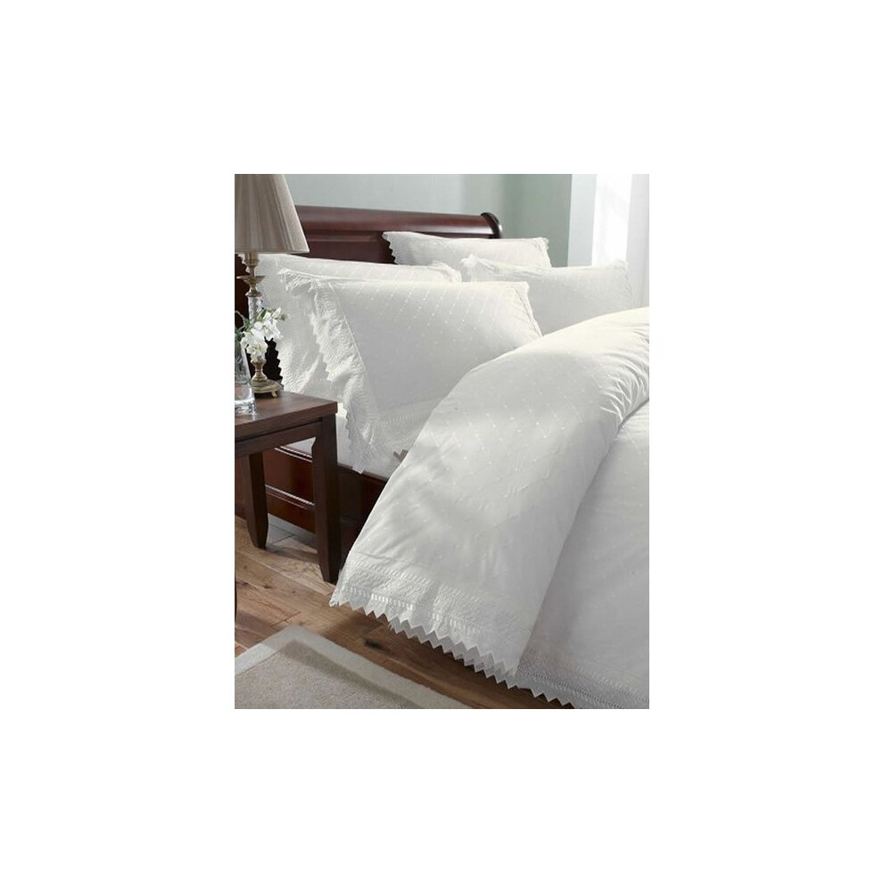 Patterned And Plain Balmoral, Broderie Anglaise King White