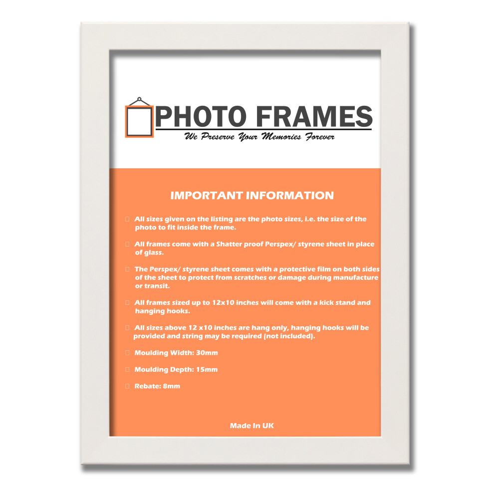 (White/Black, A1 - 840x594 mm) Picture Photo Frames Flat Wooden Effect Photo Frames