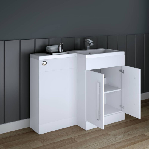 PlumbGalaxy Calm White Right Hand Combination Vanity Unit Set (No Toilet) 1