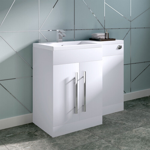 PlumbGalaxy Calm White Left Hand Combination Vanity Unit Set (No Toilet)