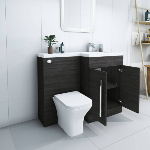 PlumbGalaxy Calm Grey Right Hand Combination Vanity Unit Set with Toilet 2