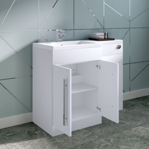 PlumbGalaxy Calm White Left Hand Combination Vanity Unit Set (No Toilet) 1