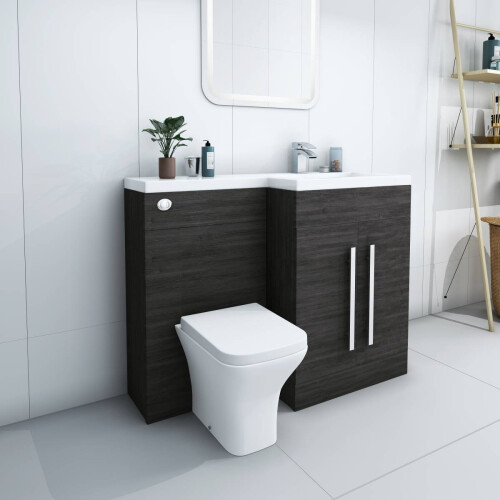 PlumbGalaxy Calm Grey Right Hand Combination Vanity Unit Set with Toilet