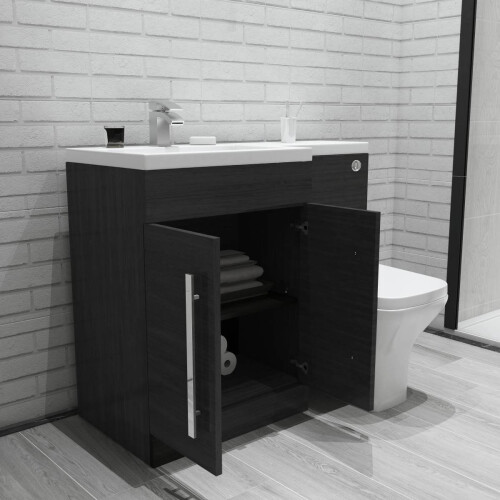 PlumbGalaxy Calm Grey Left Hand Combination Vanity Unit Set with Toilet 1