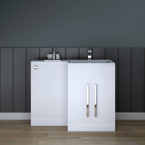 PlumbGalaxy Calm White Right Hand Combination Vanity Unit Set (No Toilet) 2