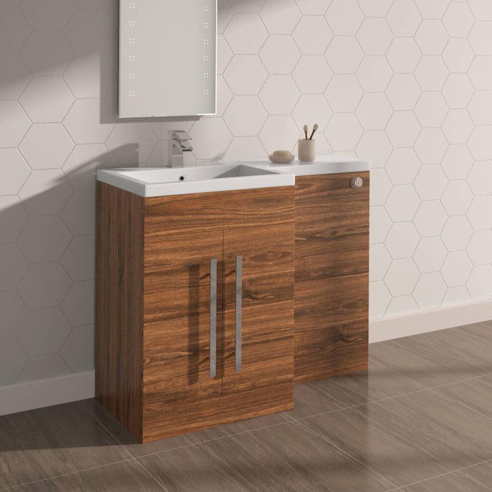 Calm Walnut Left Hand Combination Vanity Unit Set (No Toilet)