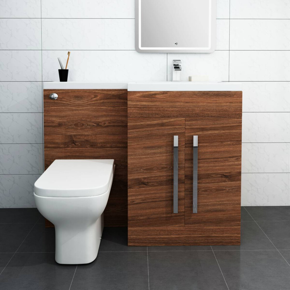 Calm Walnut Right Hand Combination Vanity Unit Set with Toilet