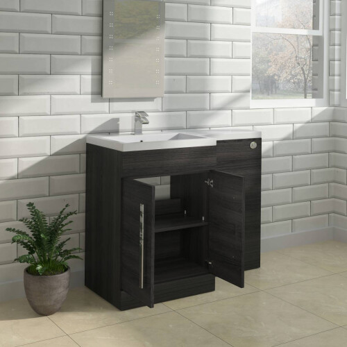 PlumbGalaxy Calm Grey Left Hand Combination Vanity Unit Set (No Toilet) 1