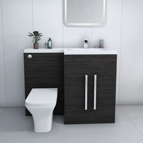 PlumbGalaxy Calm Grey Right Hand Combination Vanity Unit Set with Toilet 1