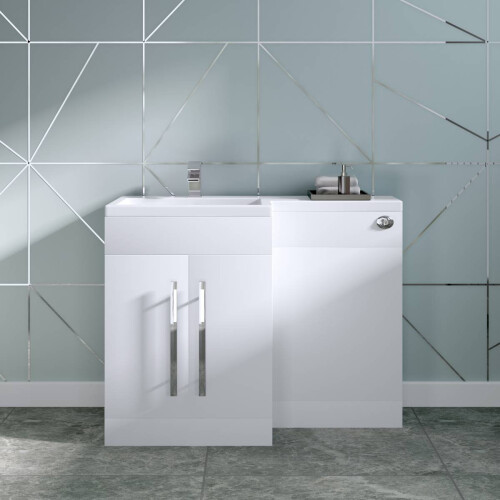 PlumbGalaxy Calm White Left Hand Combination Vanity Unit Set (No Toilet) 2