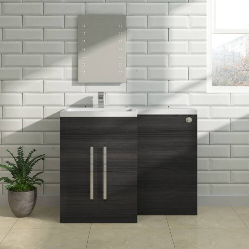 PlumbGalaxy Calm Grey Left Hand Combination Vanity Unit Set (No Toilet) 2