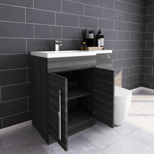 PlumbGalaxy Calm Grey Left Hand Combination Vanity Unit Set with Cordoba Toilet 2