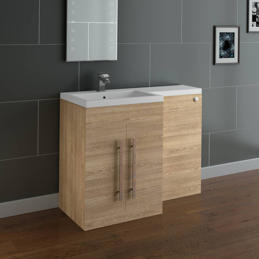 Calm Light Oak Left Hand Combination Vanity Unit Set (No Toilet)
