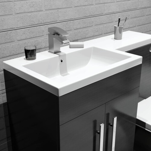 PlumbGalaxy Calm Grey Left Hand Combination Vanity Unit Set with Toilet 2