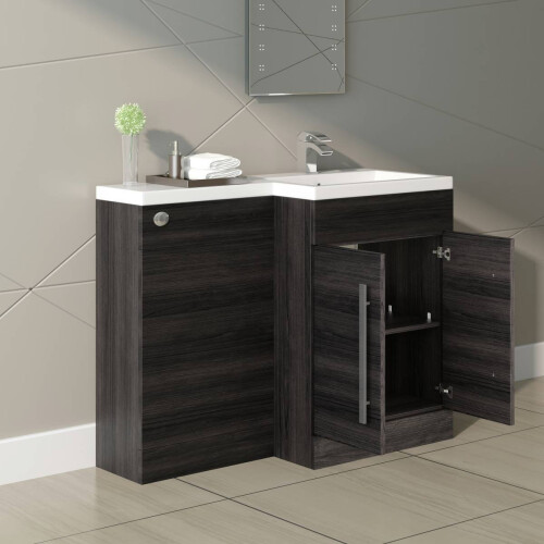 PlumbGalaxy Calm Grey Right Hand Combination Vanity Unit Set (No Toilet) 1