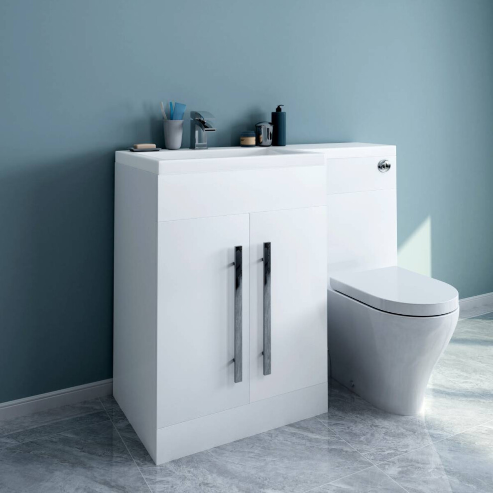 Calm White Left Hand Combination Vanity Unit Set with Cordoba Toilet