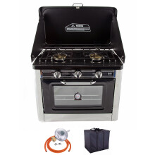 (Butane 28mbar Screw-on) CO-01 Portable Gas Oven & Stove 2 Burner Camping Cooker