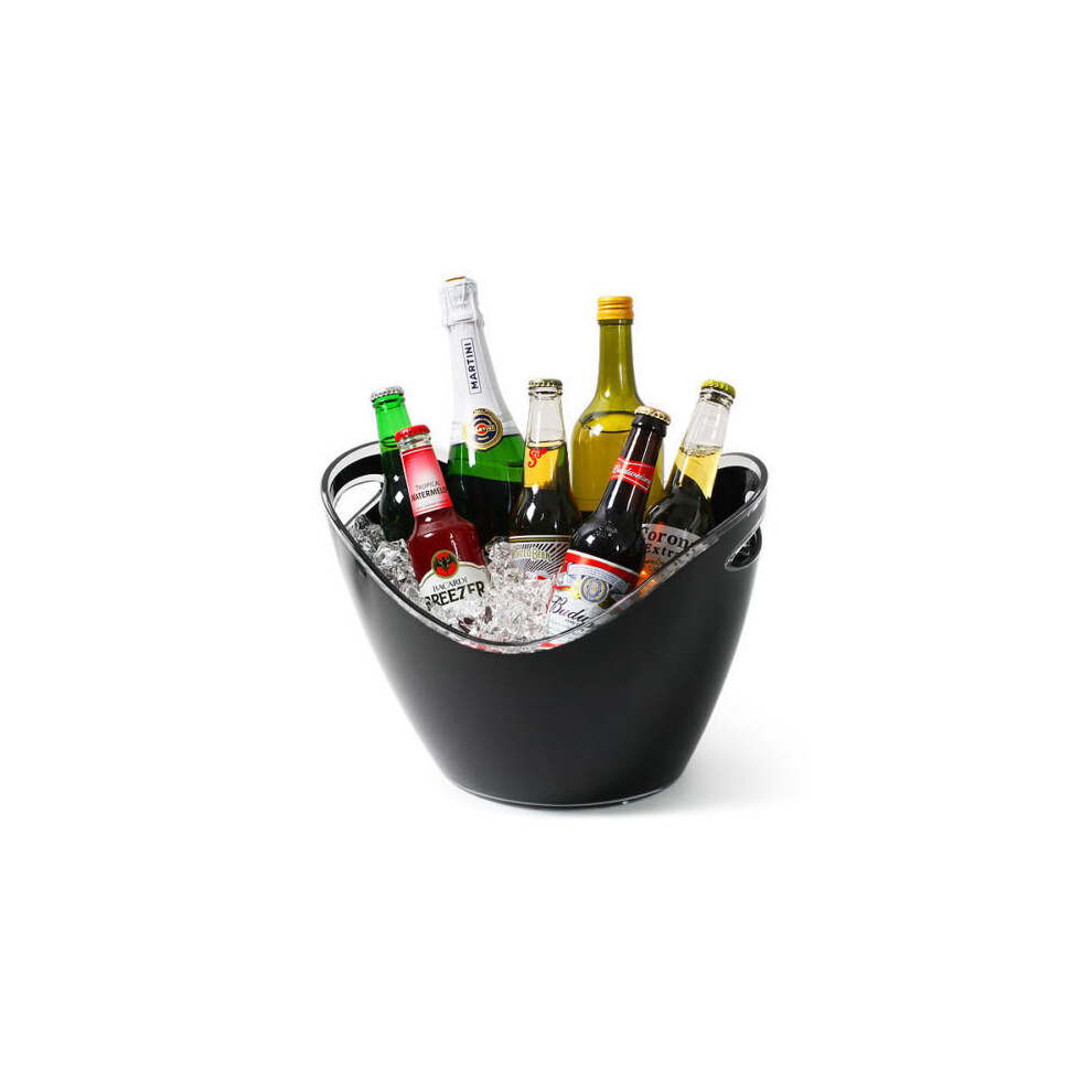 Black Ice Bucket Champagne Drink Cooler Acrylic Plastic Large Oval