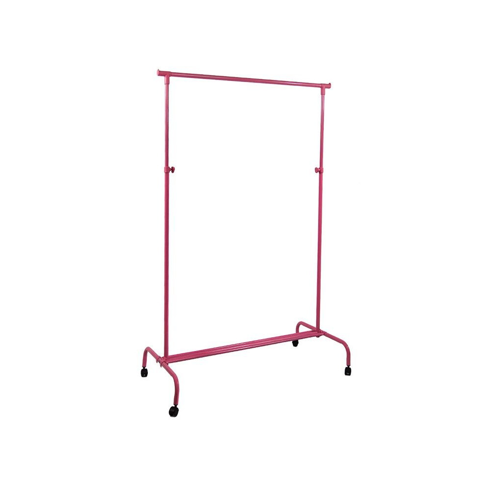 Single Clothes Rail Garment Rack Wheels Adjustable