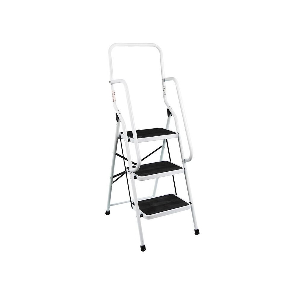 3 Step Ladder Rubber Mat Folding Portable Strong Iron