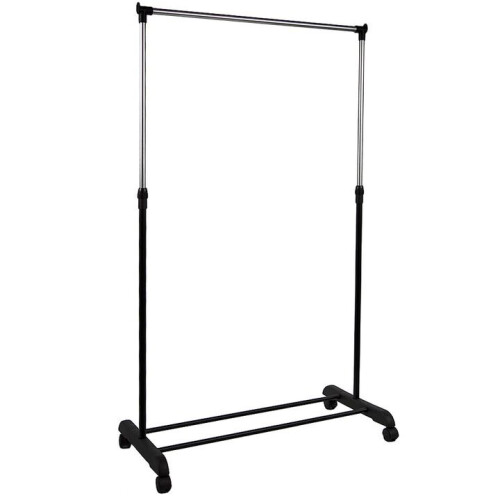 Home Discount Single Clothes Rail Hanging Hook Adjustable Wheels 2
