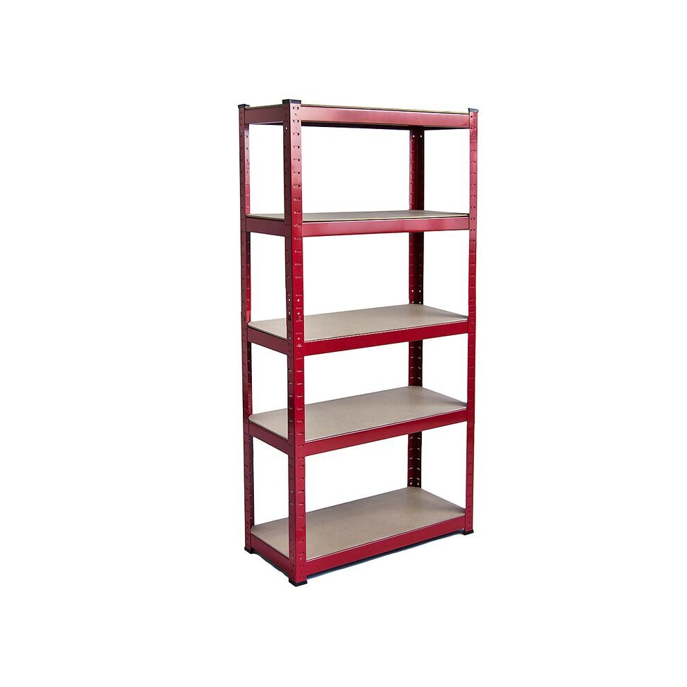 (Red) 5 Tier Garage Storage Rack Adjustable Unit Large