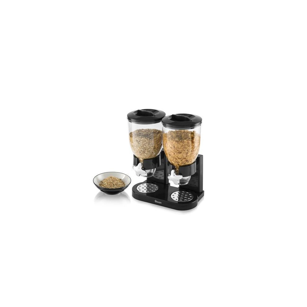 Swan Double Cereal Dispenser, Black, 3.5 Litre