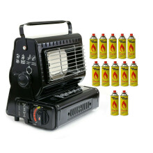 (12 Canisters) NJ Portable Gas Heater Camping Outdoor Butane