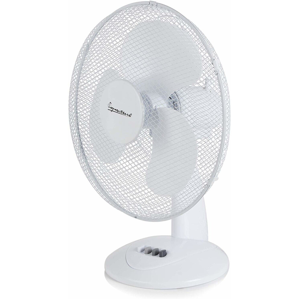 Signature S40010 Portable 16 Inch Oscillating Desk Fan, White