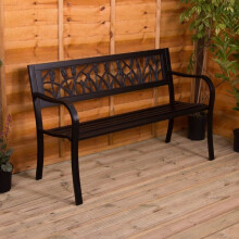 (Tulip) 3 Seater Garden Bench Metal Seat Armrests