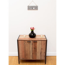 Stretton Sideboard with 2 Doors Storage Cupboard Rustic Industrial Oak Effect