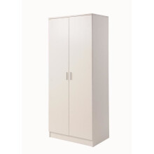 2 Door Double Wardrobe In White - Bedroom Furniture Storage Cupboard