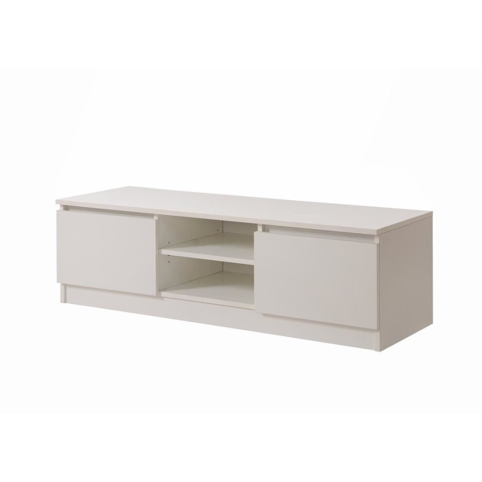 Modern TV Unit 120cm Media Cabinet 2 Doors + Shelf White Turin