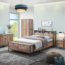 Stretton 3 Piece Bedroom Furniture Set - Wardrobe Chest Bedside Rustic Oak