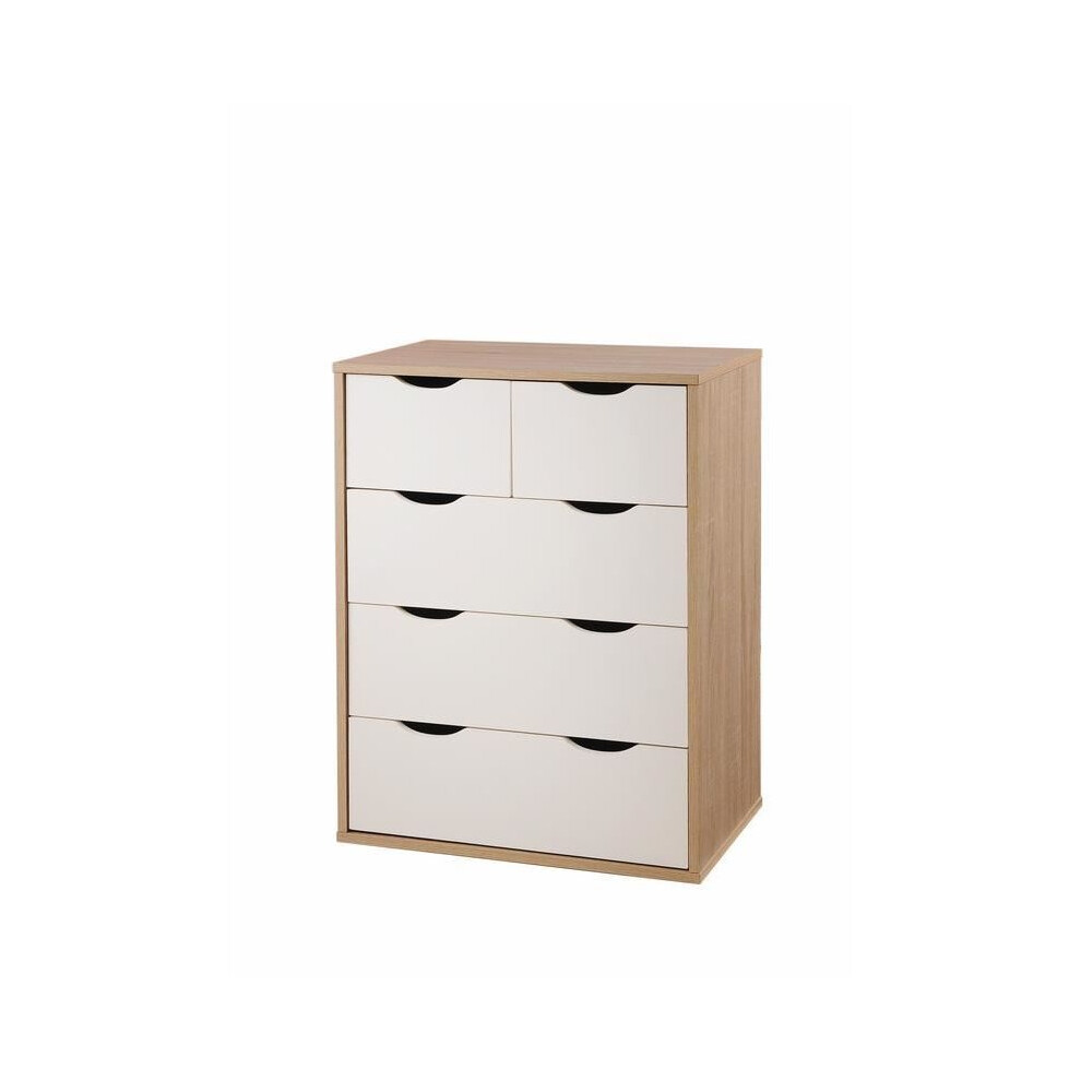 Alton 3+2 Drawer Bedroom Cabinet Bedside Chest Of Drawers Sonoma Oak & White