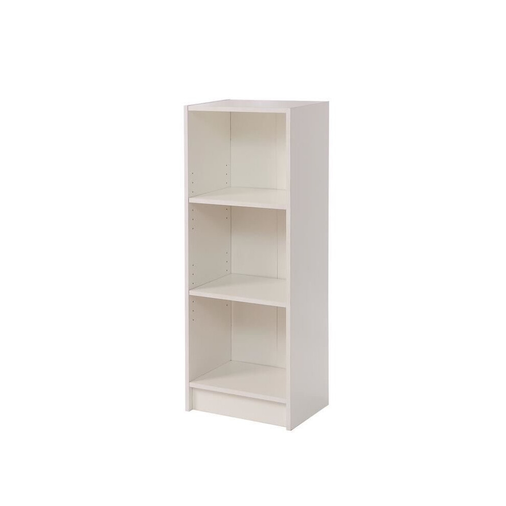 White Bookcase 3 Tier Narrow Shelving Storage Unit Living Room Bedroom