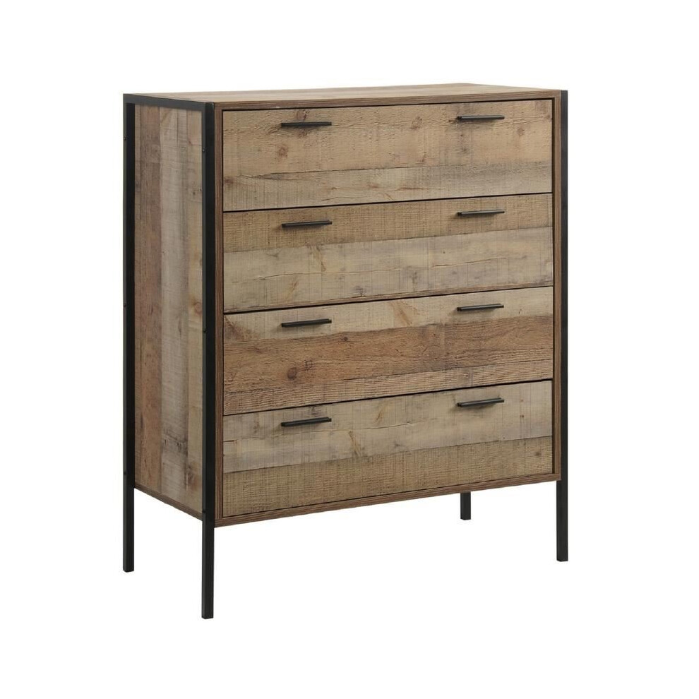Stretton Bedroom Chest Of 4 Drawers Oak Effect Industrial Rustic Furniture