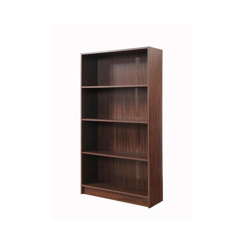 Walnut 4 Tier Wooden Bookcase Shelving Display Shelves Storage Unit Wood Shelf