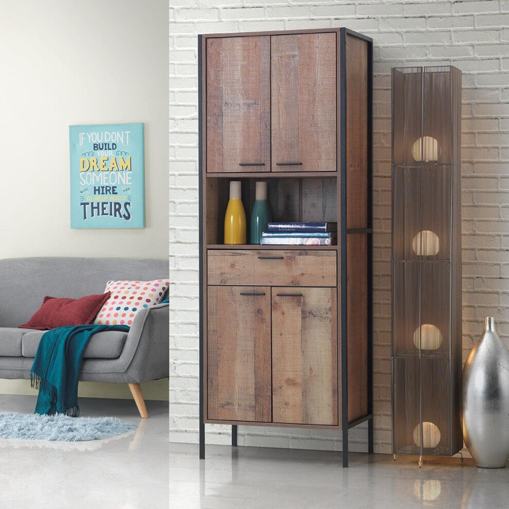 Timber Art Design Uk Stretton Tall Storage Kitchen Pantry Sideboard Cabinet Rustic Industrial Oak