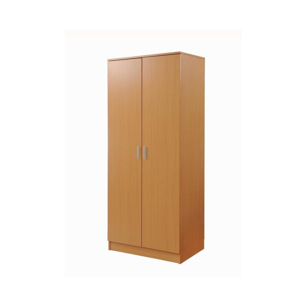 2 Door Double Wardrobe In Oak Effect - Bedroom Furniture Storage Cupboard