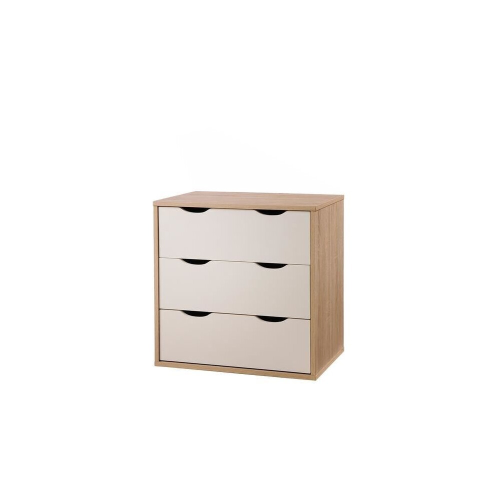 Timber Art Design Uk Alton 3 Drawer Bedroom Cabinet Bedside Chest Of Drawers Sonoma Oak & White